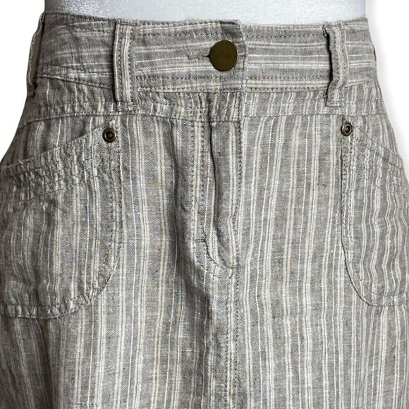 Marks & Spencer 100% Flax Linen Flared Skirt in Coffee Womens Sz UK12/US 14 - Picture 2 of 8